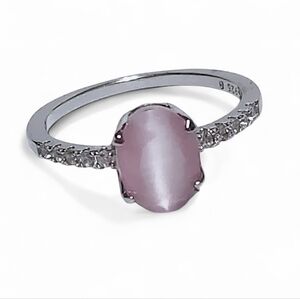 1.75 ct Pink OPAL Sterling Silver Oval Ring size 7.75 New